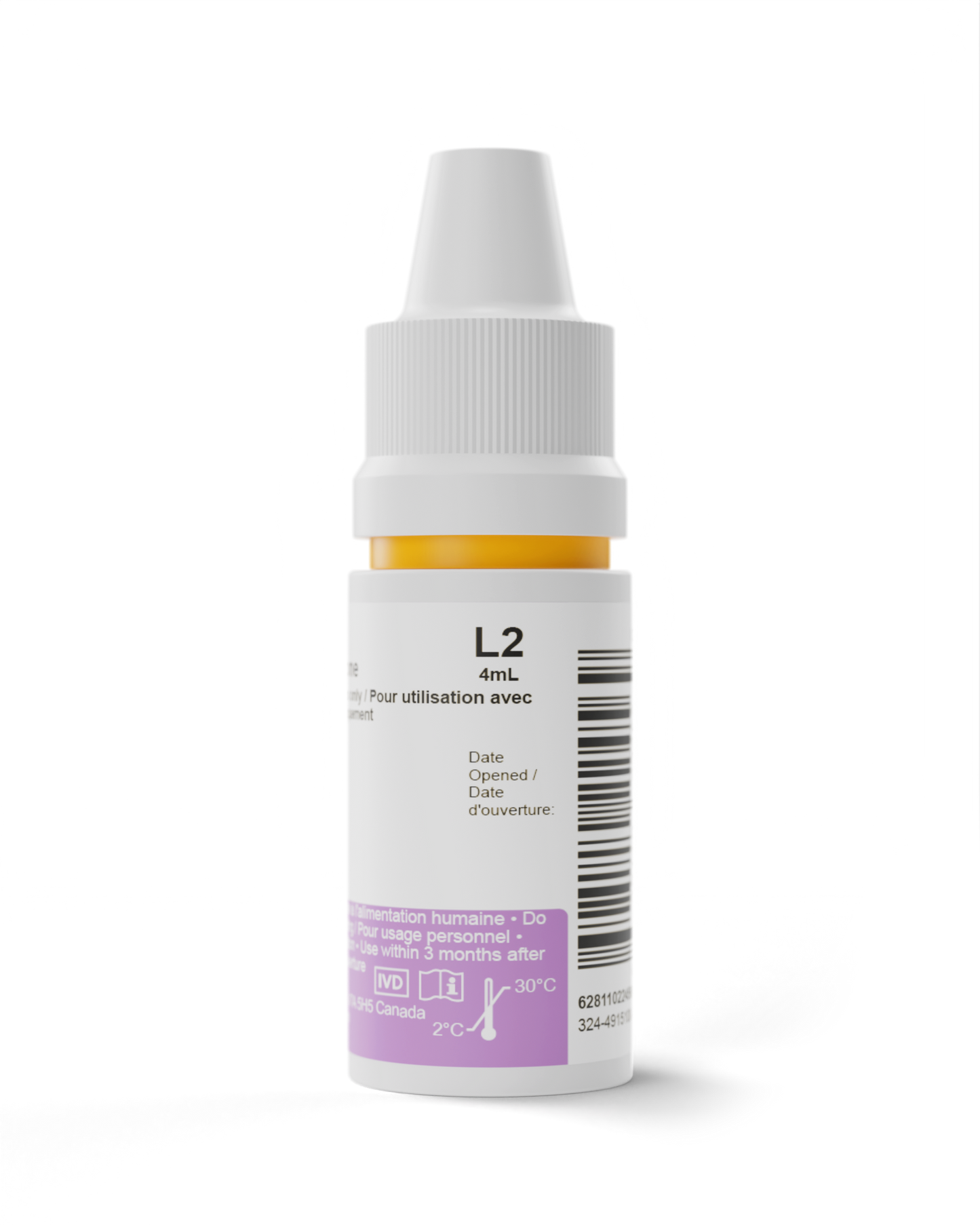 FORA Level 2 (L2) Control Solution, 4mL bottle for use with blood glucose and ketone test strips; used to ensure meter accuracy during quality control checks.