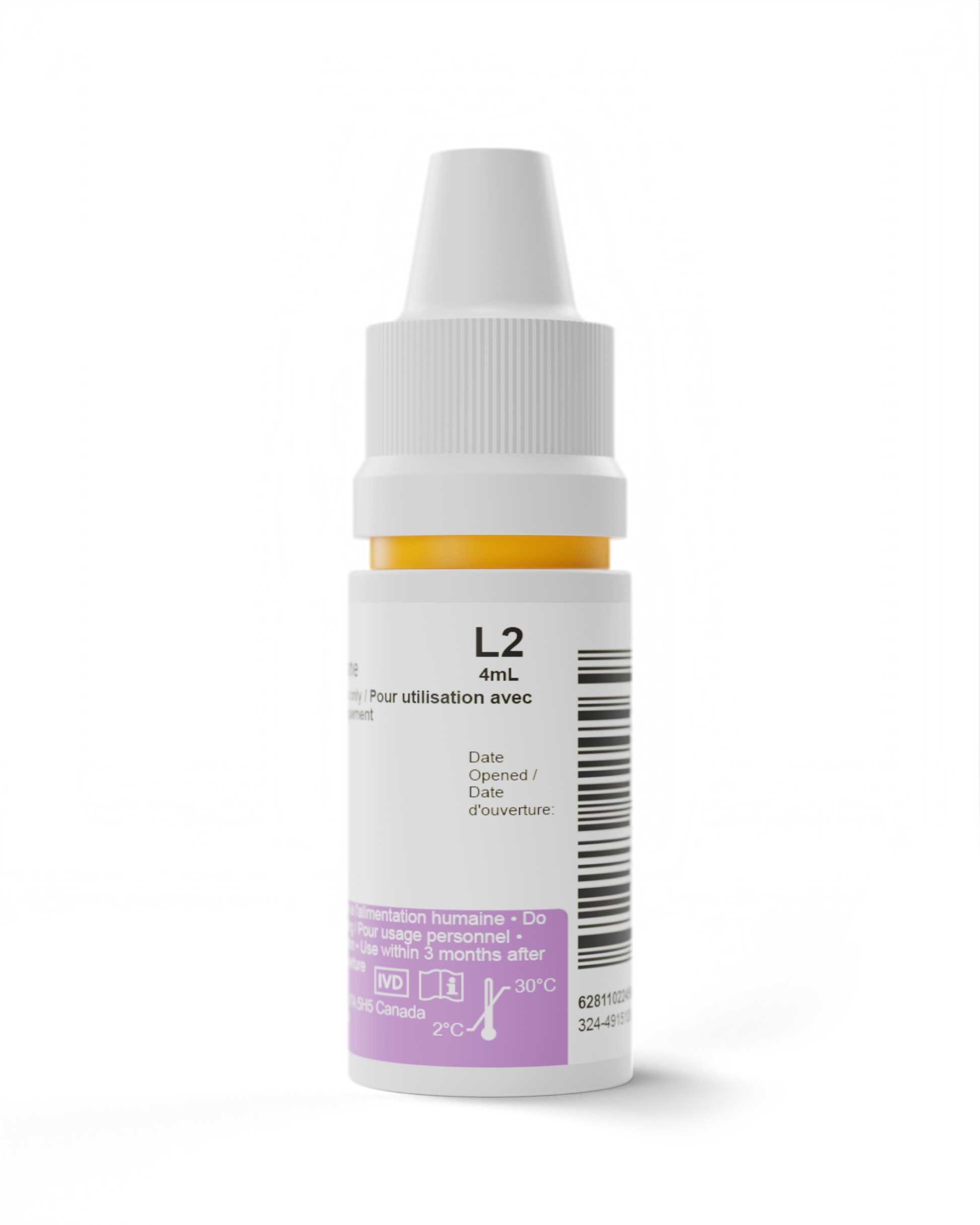 FORA Level 2 (L2) Control Solution, 4mL bottle for use with blood glucose and ketone test strips; used to ensure meter accuracy during quality control checks.