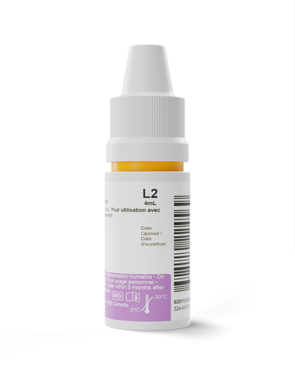 FORA Level 2 (L2) Control Solution, 4mL bottle for use with blood glucose and ketone test strips; used to ensure meter accuracy during quality control checks.