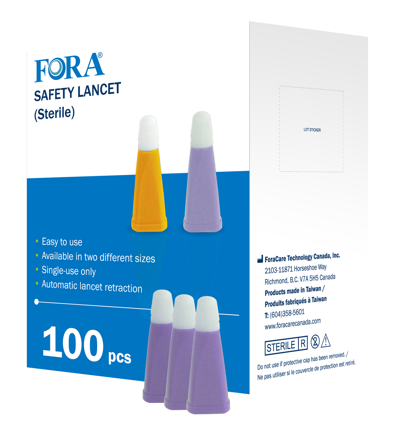 Fora Safety Lancets (30 gauge) ForaCare Canada